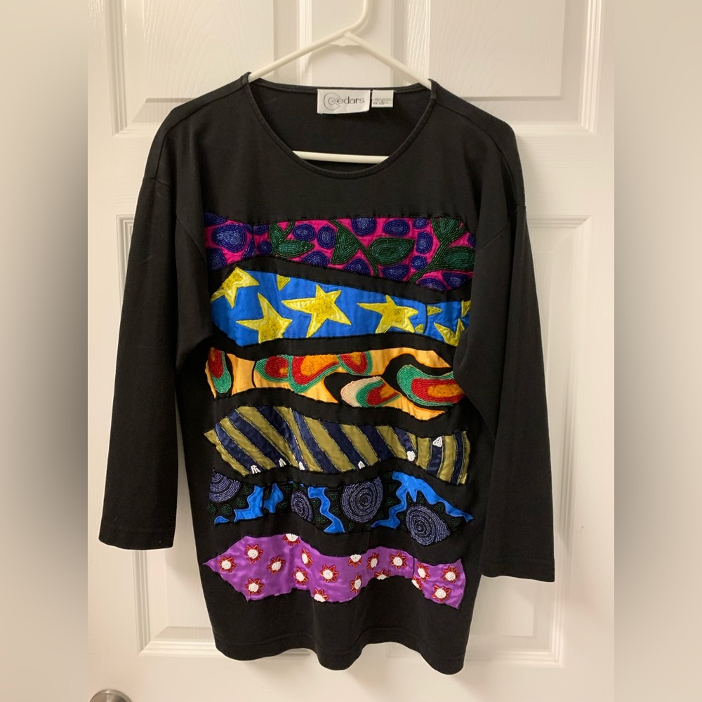 Cedars Beaded Knit Top SZ Small